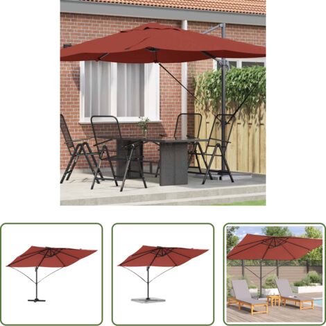 Ombrello esterno -  Ombrellone Terracotta 351 x 250 x 260 cm Poliestere e Alluminio