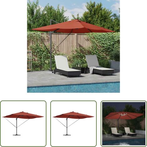 Ombrello esterno -  Ombrellone Terracotta 352 x 251 x 265 cm Poliestere e Alluminio