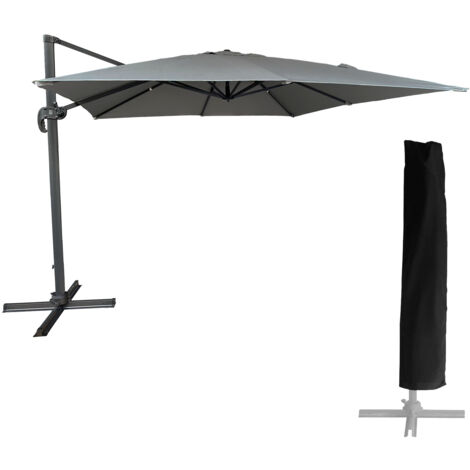 Ombrello offset MOLOKAI quadrato 3x3m grigio + copertura