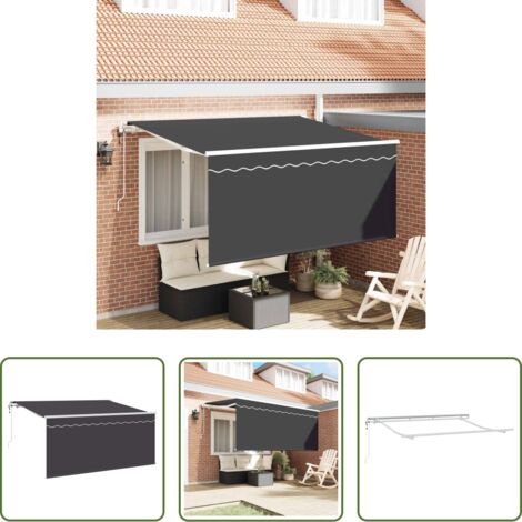 Ombrello retrattile -  Tenda Retrattile Antracite 300 x 200 cm Poliestere e Alluminio