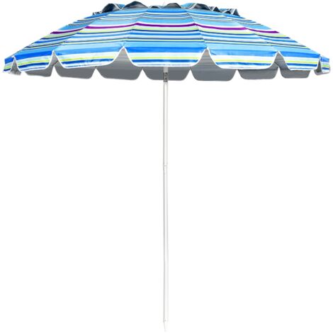 Ombrellone 2,43m da spiaggia con protezione solare UPF50+ inclinato, Ombrellone portatile da esterno Azzurro
