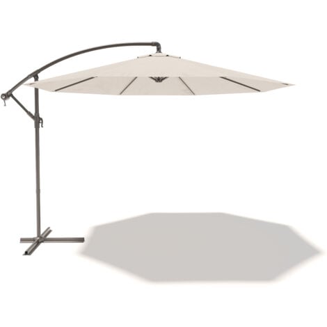 Ombrellone 3x3 M Decentrato Retrattile Braccio Rotabile 360° Chiusura Manovella Base A Croce Giardino Esterno Piscina Bar In Acciaio Inossidabile Telo 180 g/m2 Impermeabile Anti UV (Panna)