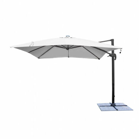 Ombrellone 3x4 mt con struttura in alluminio e pannello solare con luci led Lumus -  DarkGray