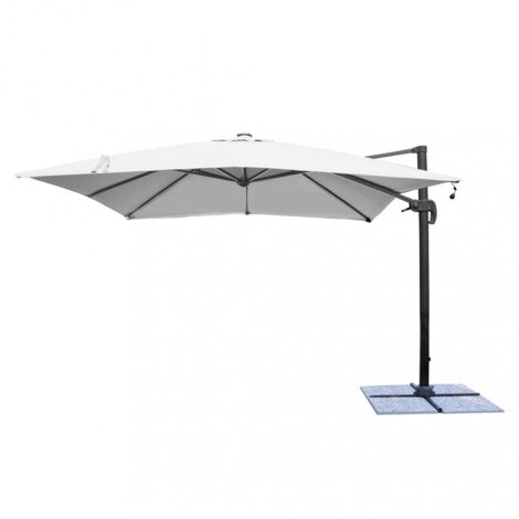 Ombrellone 3x4 mt con struttura in alluminio e pannello solare con luci led Lumus -  DarkGray