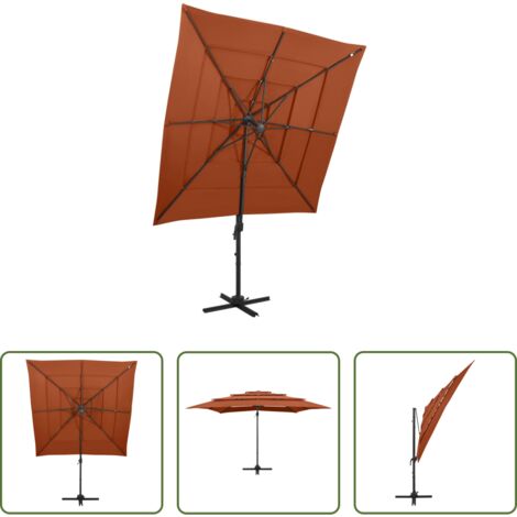 Ombrellone a 4 livelli -  Ombrellone a 4 Livelli Palo in Alluminio 250x250 cm Terracotta