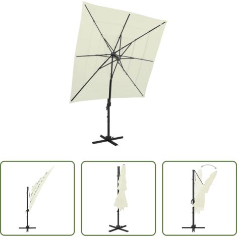Ombrellone a 4 livelli -  Ombrellone a Sbalzo 4 Livelli Palo Alluminio 250x250 cm Sabbia