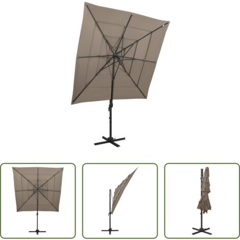Ombrellone a 4 livelli -  Ombrellone a Sbalzo 4 Livelli Palo Alluminio 250x250 cm Tortora