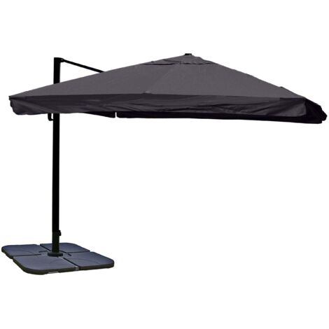 Ombrellone a braccio 3×4 m (5 m) – Telo in poliestere antracite – Struttura in alluminio/acciaio – Con base girevole – Patella 040007955