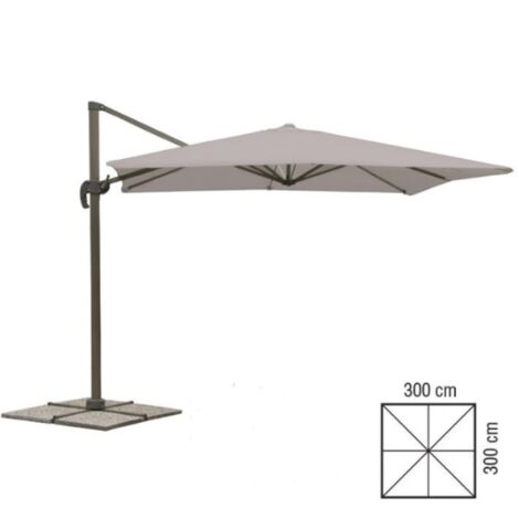 Ombrellone a braccio 3x3 grigio deluxe quadrato reclinabile Verdelook