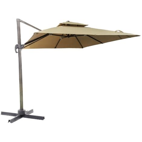 OMBRELLONE A BRACCIO PARASOLE GIARDINO 3x3 mt DECENTRATO GAZEBO BEIGE SCURO 710