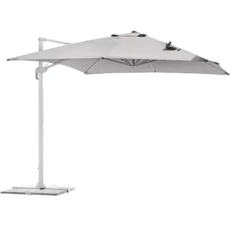 ombrellone a braccio rettangolare solaria "california spuncrylic" in alluminio bianco e grigio 3x4 mt