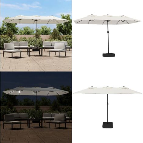 Ombrellone a Doppia Testa con LED Bianco Sabbia 449x265 cm - Ombrellone con LED - Ombrellone a doppia testa