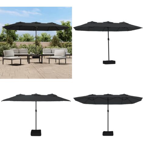 Ombrellone a Doppia Testa Nero 449x265 cm - Ombrellone a doppia testa - Protezione dal sole