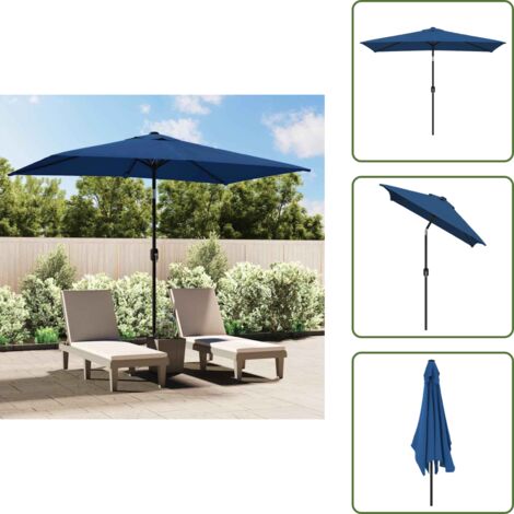 Ombrellone a manovella - vidaXL Ombrellone da Esterni con Palo in Metallo 300x200cm Azzurro - Ombrellone anti UV