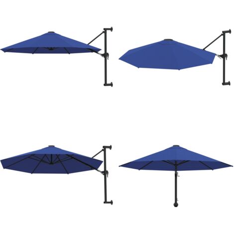 Ombrellone a Muro con Palo in Metallo 300 cm Blu - Ombrellone a muro - Protezione dal sole