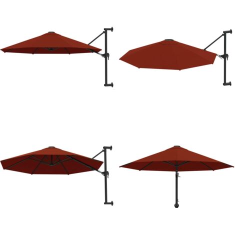 Ombrellone a Muro con Palo in Metallo 300 cm Terracotta - Ombrellone terracotta - Ombrellone in metallo