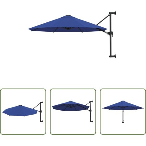 Ombrellone a muro -  Ombrellone a Muro con Palo in Metallo 300 cm Blu