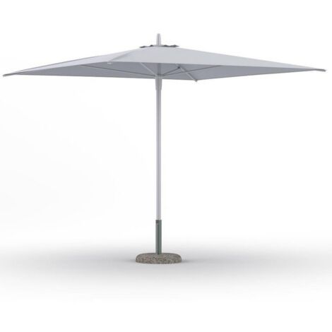 Ombrellone a Palo Centrale 2x2m Struttura in Alluminio Bianco, Tessuto Impermeabile Bianco