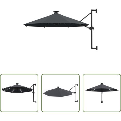Ombrellone a parete -  Ombrellone da Giardino a Parete con LED 300 cm Antracite