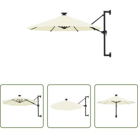 Ombrellone a parete -  Ombrellone da Giardino a Parete con LED 300 cm Sabbia