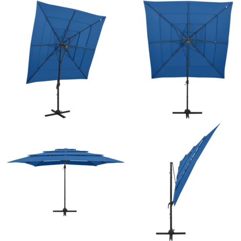 Ombrellone a Sbalzo 4 Livelli Palo in Alluminio 250x250 cm Blu - Ombrellone a 4 livelli - Ombrellone anti-UV
