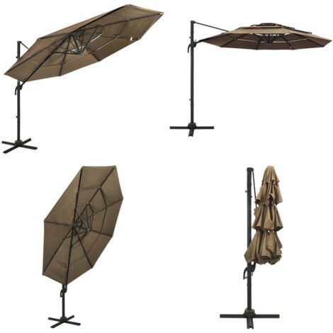 Ombrellone a Sbalzo 4 Livelli Palo in Alluminio 3x3 m Tortora - Ombrellone a 4 livelli - Protezione dal sole