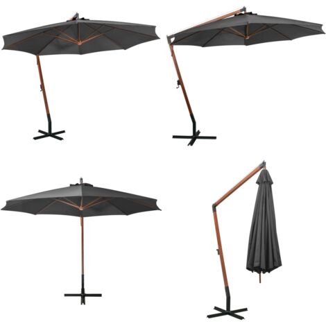 Ombrellone a Sbalzo Antracite 3,5x2,9 m Palo in Abete Massello - Ombrellone da giardino - Ombrellone a sbalzo