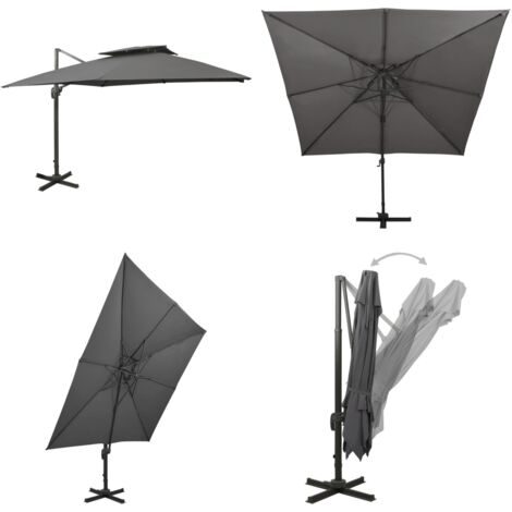Ombrellone a Sbalzo con Doppia Copertura 300x300 cm Antracite - Ombrellone a sbalzo - Protezione dal sole