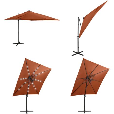 Ombrellone a Sbalzo con Palo e Luci a LED Terracotta 250 cm - Ombrellone a sbalzo - Luci a LED