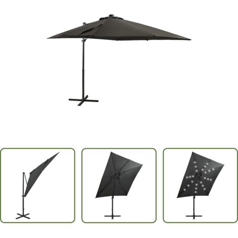Ombrellone a sbalzo -  Ombrellone a Sbalzo con Palo e Luci a LED Antracite 250 cm
