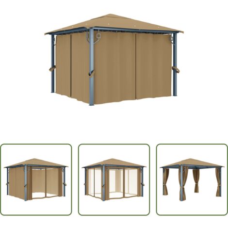 Ombrellone all'aperto -  Gazebo con Tenda 300x300 cm Grigio Talpa in Alluminio