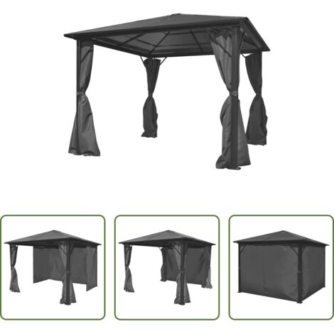 Ombrellone all'aperto -  Gazebo con Tenda Antracite in Alluminio 300x300 cm