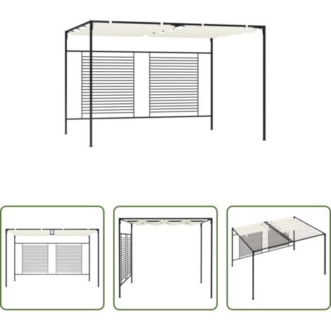 Ombrellone all'aperto -  Gazebo con Tetto Retrattile 3x4x2,3 m Crema 180 g/m²