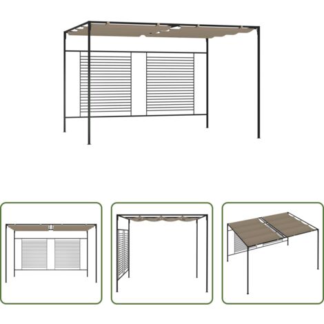 Ombrellone all'aperto -  Gazebo con Tetto Retrattile 3x4x2,3 m Grigio Talpa 180 g/m²