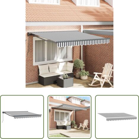 Ombrellone all'aperto -  Tenda Retrattile Antracite e Bianco 350 x 250 cm