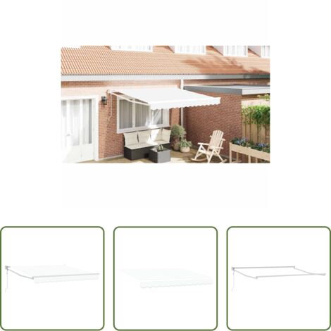 Ombrellone all'aperto -  Tenda Retrattile Bianco 350 x 250 cm Tessuto