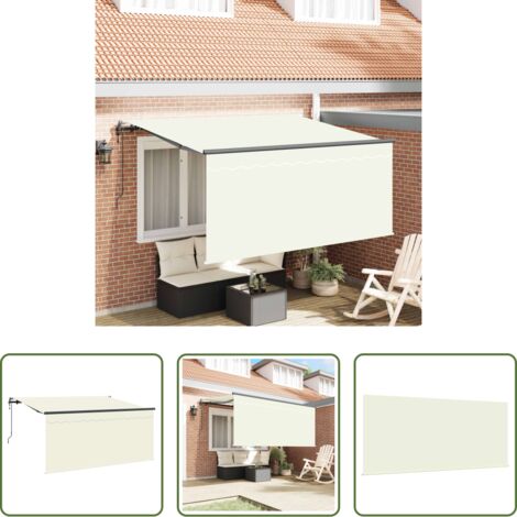 Ombrellone all'aperto -  Tenda Retrattile Crema 300 x 200 cm Tessuto