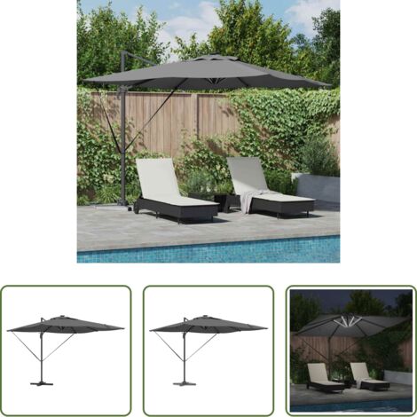Ombrellone alluminio -  Ombrellone Antracite 286 x 284 x 270 cm Alluminio e Poliestere