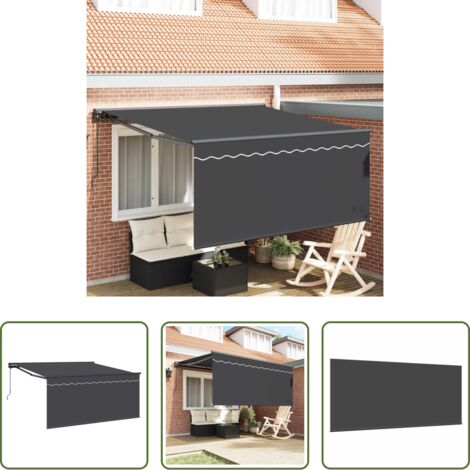 Ombrellone alluminio -  Tenda Retrattile Antracite 350 x 300 cm Poliestere e Alluminio