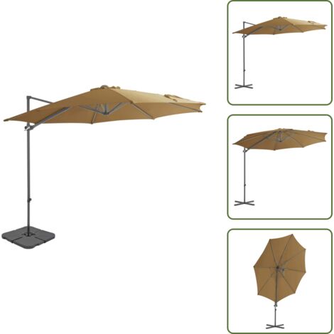 Ombrellone anti-sole - vidaXL Ombrellone da Giardino con Base Portatile Tortora - Ombrellone con manopola