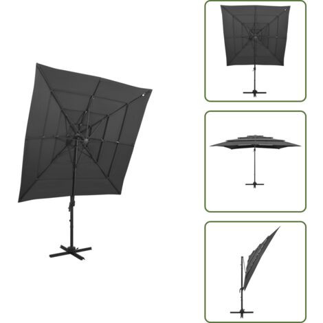 Ombrellone anti-UV - vidaXL Ombrellone a 4 Livelli Palo in Alluminio 250x250 cm Antracite - Ombrellone in alluminio