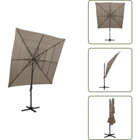 Ombrellone anti-UV - vidaXL Ombrellone a Sbalzo 4 Livelli Palo Alluminio 250x250 cm Tortora - Ombrellone alluminio