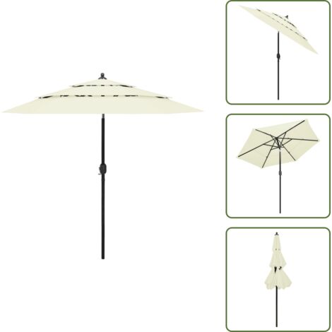 Ombrellone anti-UV - vidaXL Ombrellone a Sbalzo a 3 Livelli Palo in Alluminio 2,5 m Sabbia - Ombrellone in alluminio