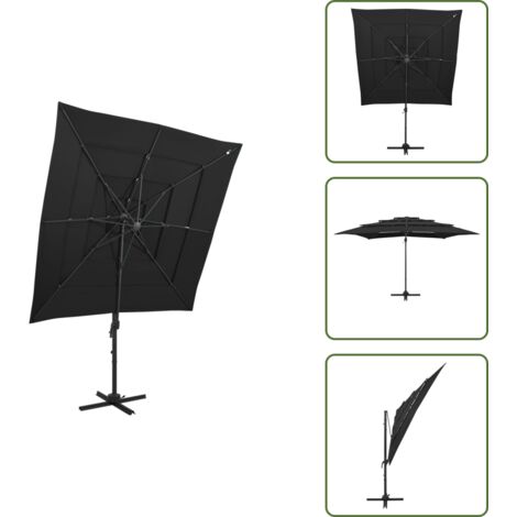 Ombrellone anti-UV - vidaXL Ombrellone a Sbalzo a 4 Livelli Palo Alluminio 250x250 cm Nero - Ombrellone alluminio