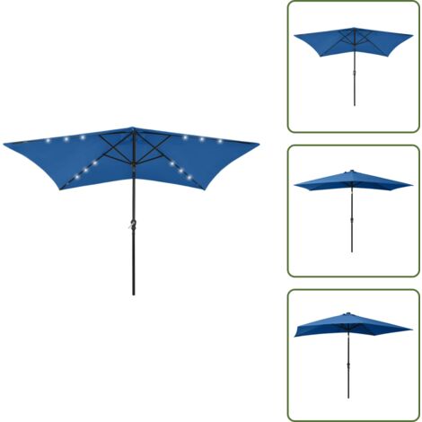Ombrellone anti UV - vidaXL Ombrellone a Sbalzo con Palo in Acciaio e LED Azzurro 2x3 m - Ombrellone da terrazza