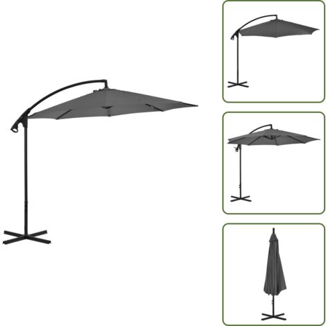 Ombrellone anti UV - vidaXL Ombrellone a Sbalzo Palo in Acciaio 300 cm Antracite - Ombrellone in poliestere