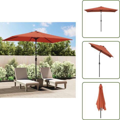 Ombrellone anti UV - vidaXL Ombrellone con Palo in Metallo 300x200 cm Terracotta - Ombrellone con manovella