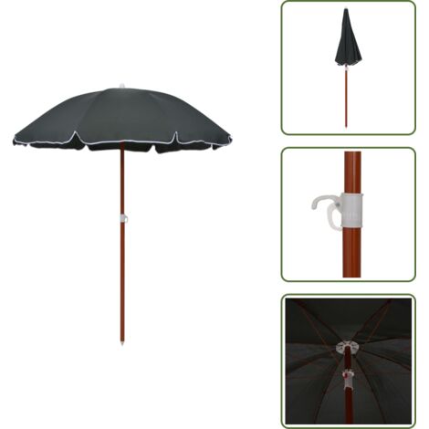 Ombrellone anti-UV - vidaXL Ombrellone da Giardino con Palo in Acciaio 180 cm Antracite - Ombrellone in poliestere