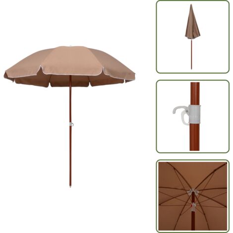 Ombrellone anti-UV - vidaXL Ombrellone da Giardino con Palo in Acciaio 240 cm Tortora - Ombrellone anti-scolorimento