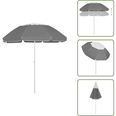 Ombrellone anti-UV - vidaXL Ombrellone da Spiaggia Antracite 240 cm - Ombrellone resistente al sole
